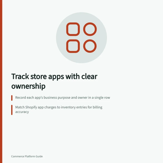 Track store apps with clear ownership: Record each app’s business purpose and owner in a single row; Match Shopify app charges to inventory entries for billing accuracy; Note dependencies to avoid disruptions if an app is removed. Maintaining an inventory of installed store apps